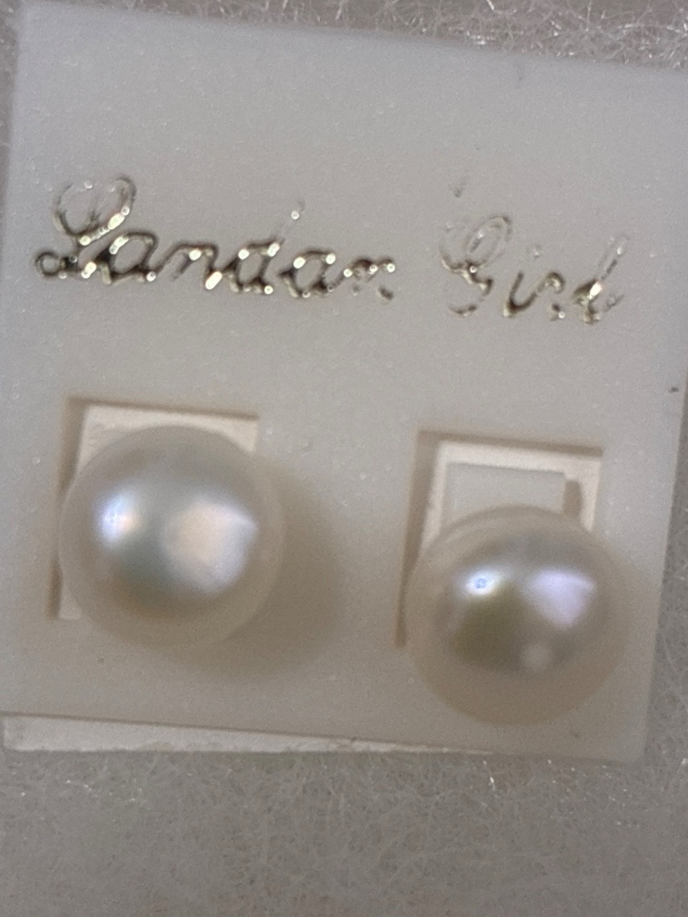 London Girl White Faux Pearl Stud Earrings Vintage Deadstock - Unworn On Card